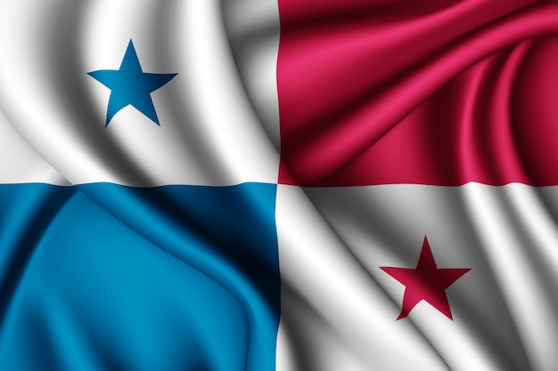 Waving silk flag of Panama