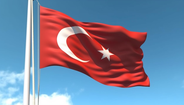 Waving Turkish flag symbolizes patriotism freedom and national identity generated by AI