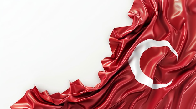 Waving Turkish flag on a white background