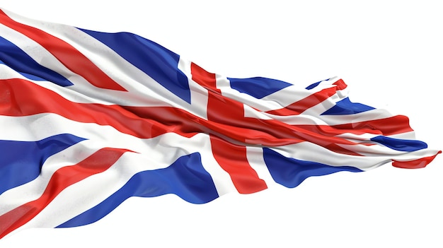 A waving Union Jack flag against a white background