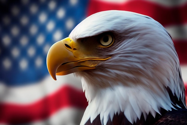 Wavy American flag with an eagle symbolize Generative AI