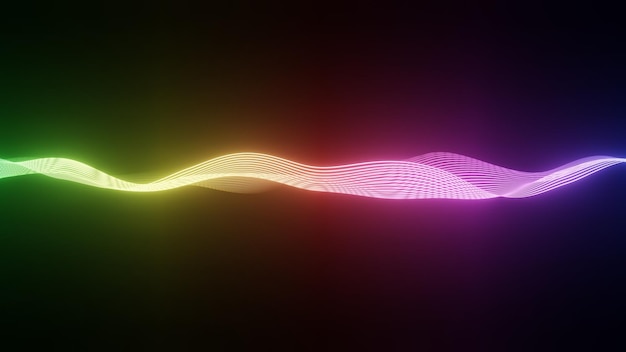 Wavy array of structure nice colored neon gradient on black background Illustration Abstract 3d Render