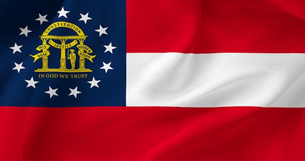 Wavy background of the flag of the American state of Georgia Illustration Texture