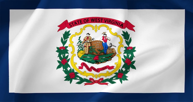 Photo wavy background of the flag of the american state of west virginia illustration texture