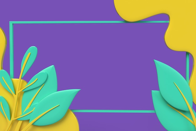 Wavy background Leaf with copy space. 3d rendering illustration