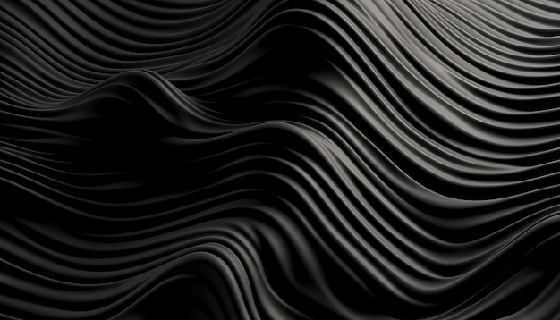 Wavy Black Textured Metallic 3D Background