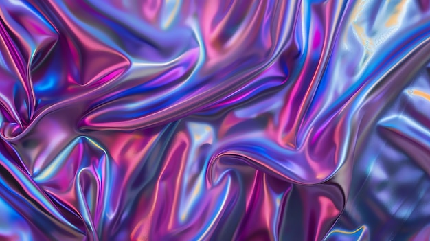 Wavy chrome iridescent holographic fabric