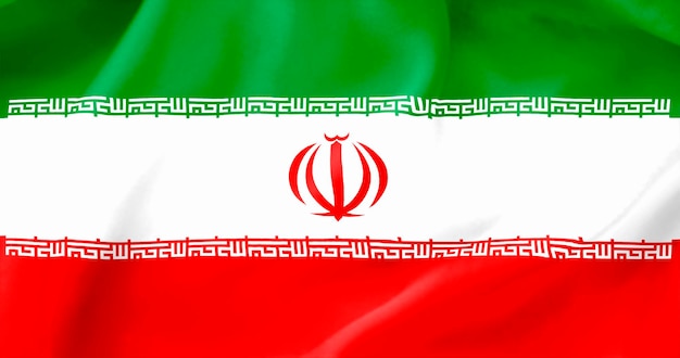 Wavy flag of Iran Flag of a free country The flag flutters in the wind Textiles satin