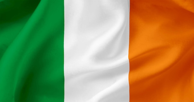 Wavy flag of Ireland Flag of a free country The flag flutters in the wind Textiles satin