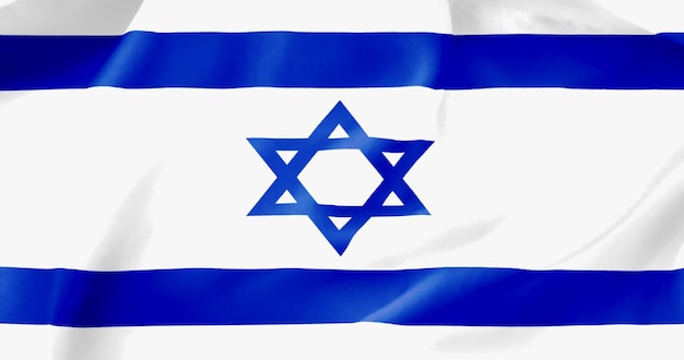 Wavy flag of Israel Flag of a free country The flag flutters in the wind Textiles satin