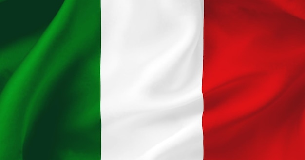 Wavy flag of Italy Flag of a free country The flag flutters in the wind Textiles satin