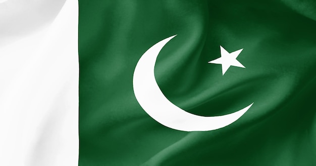 Wavy flag of Pakistan Flag of a free country The flag flutters in the wind Textiles satin