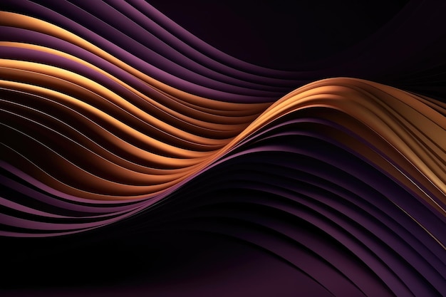 Wavy Golden and Purple Metallic 3D Background Generative AI