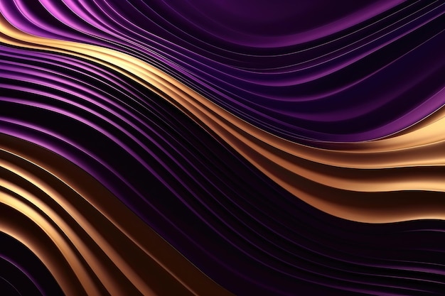 Wavy Golden and Purple Metallic 3D Background Generative AI