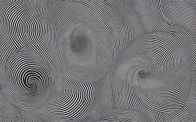 Wavy Lines Optical Illusion Vector Seamless Black and White Pattern