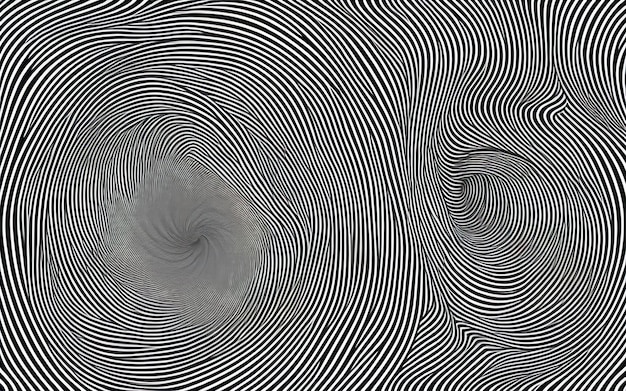 Wavy Lines Optical Illusion Vector Seamless Black and White Pattern