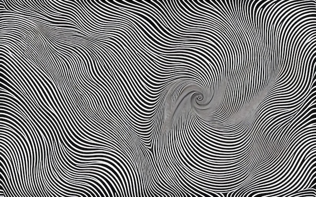 Wavy Lines Optical Illusion Vector Seamless Black and White Pattern