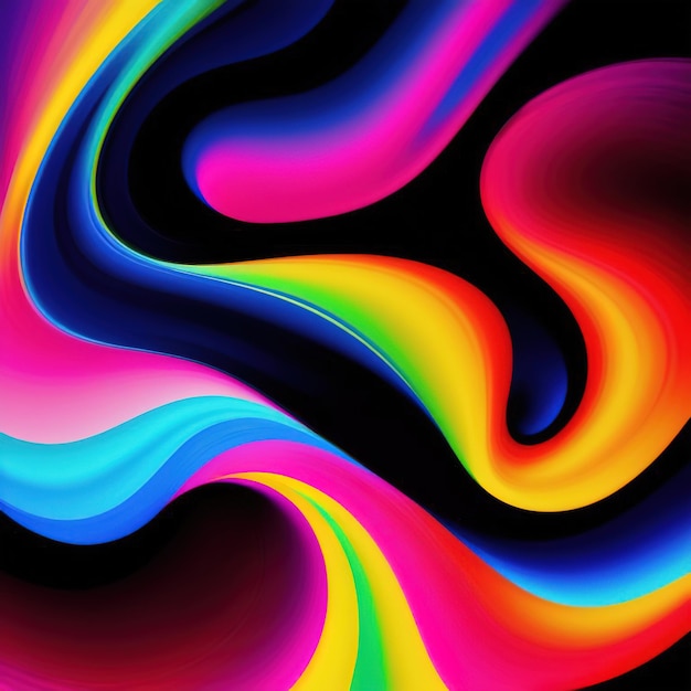 Wavy shapes mixing colors gradient background generative ai