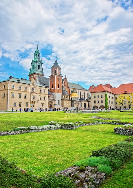 Wawel Cathedral and people in Krakow, Poland.