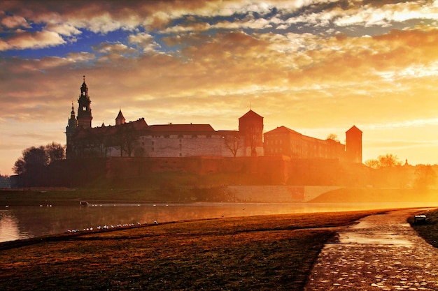 Wawel hill with castle in Krakow