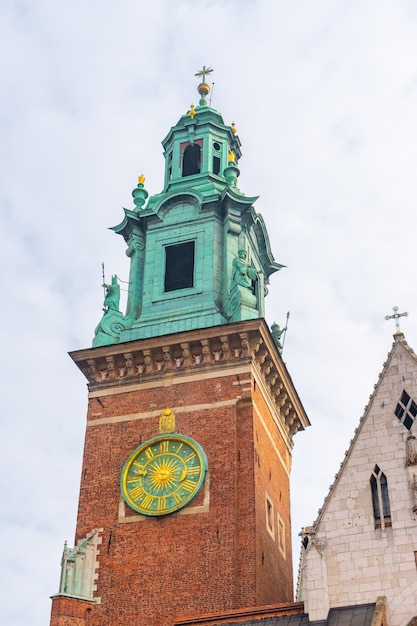 Wawel hill with cathedral and castle in Krakow Clock tower