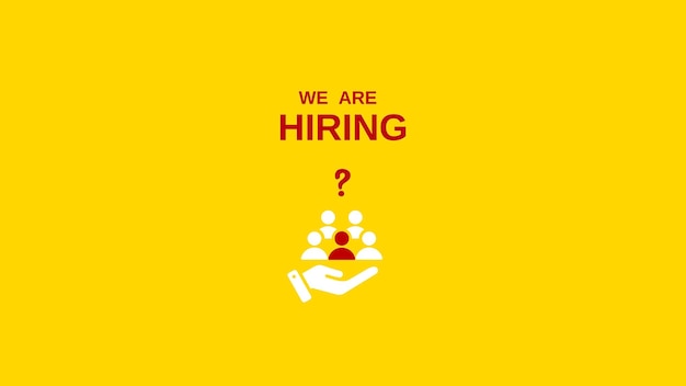 We are Hiring a design with a Magnifying Glass on a yellow background Minimal we are hiring