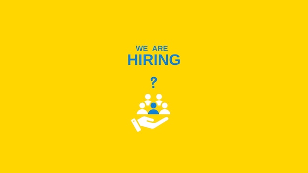 We are Hiring a design with a Magnifying Glass on a yellow background Minimal we are hiring