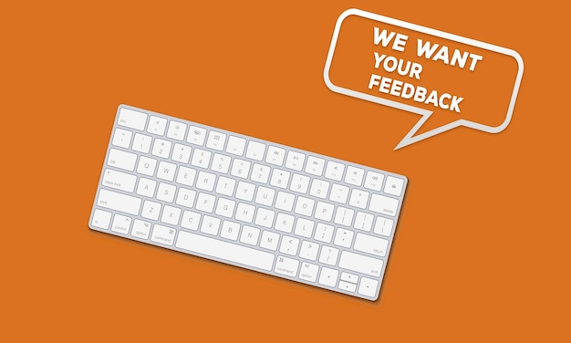 We want your feedback On Dark Orange Background