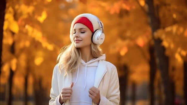 wearing headphones woman headphones girl headphones