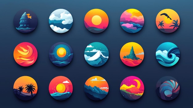 Weather App Storm Icons Flat Vector Set for Hurricanes Tornadoes Blizzards