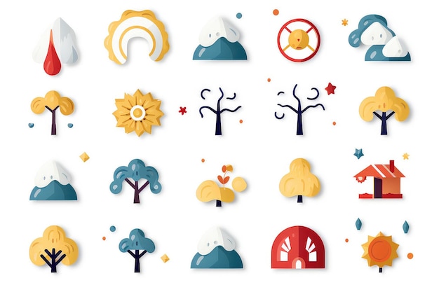 Weather forecast icons isolated on a white background