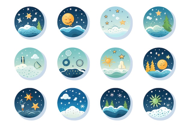 Weather forecast icons isolated on a white background