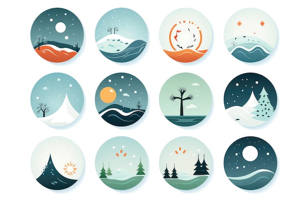 Weather forecast icons isolated on a white background