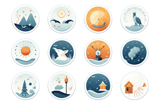 Weather forecast icons isolated on a white background