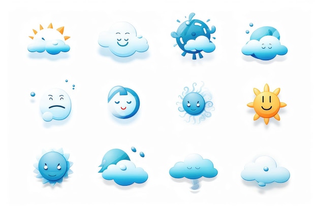 Weather forecast icons isolated on a white background