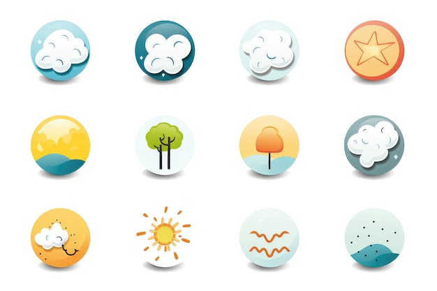 Weather forecast icons isolated on a white background