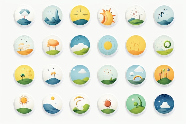 Weather forecast icons isolated on a white background