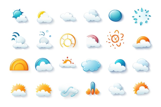 Weather forecast icons isolated on a white background