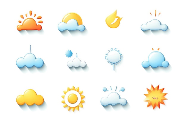 Weather forecast icons isolated on a white background