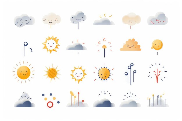 Weather forecast icons isolated on a white background