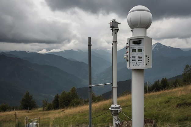 Photo weather station at mountain on overcast day