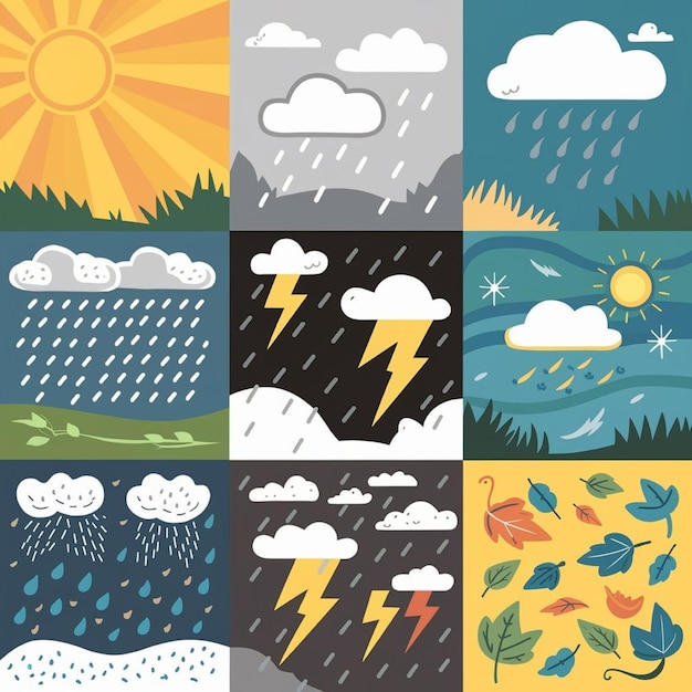 Weather Vector illustrations representing different weather conditions