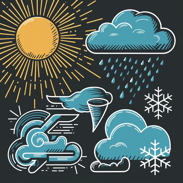 Photo weather vector illustrations representing different weather conditions