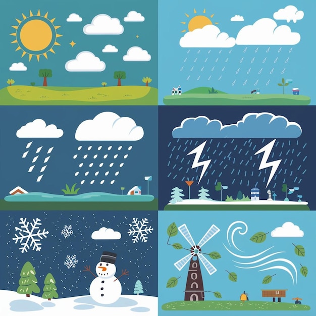 Weather Vector illustrations representing different weather conditions