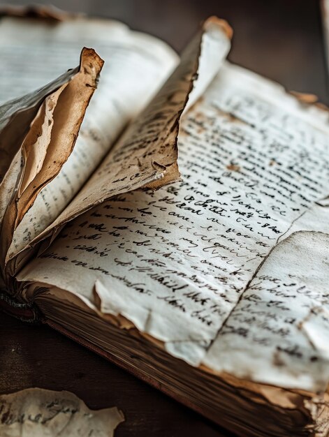 Weathered Book Pages with Handwritten Marginal Notes