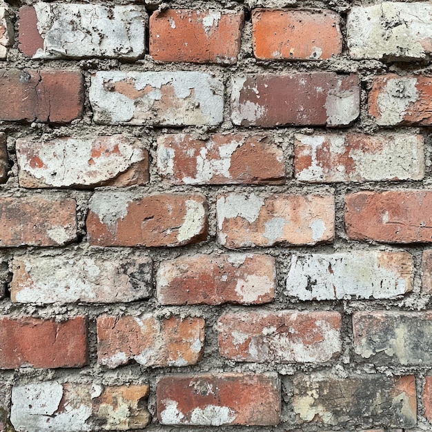 Photo weathered brick wall with flaking paint