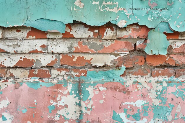 Weathered Brick Wall with Peeling Paint