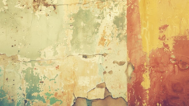 Photo weathered and colorful this aged wall showcases its rich history through layers of peeling paint in various shades