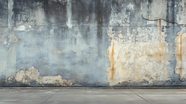 Photo weathered concrete wall with cracked surface and a concrete floor