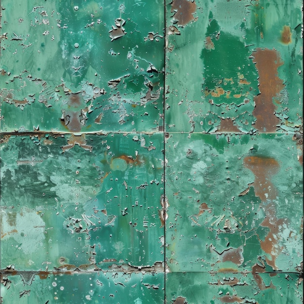 Photo weathered green metal surface